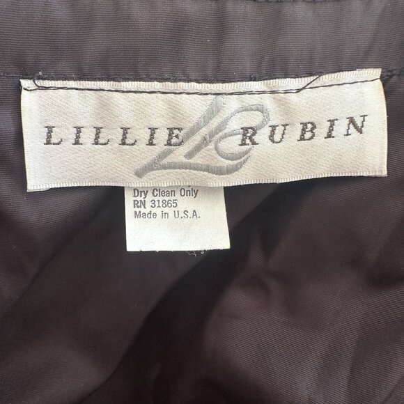 Vintage Lillie Rubin sz 6 80s 90s Black Brown Sequin Cocktail Prom Dress Formal - Picture 8 of 12